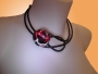 Collier Boule bouton rouge noir blanc 