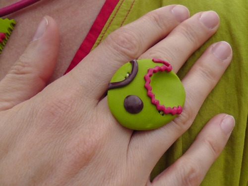 Bague Ethnique Vert anis Fuschia